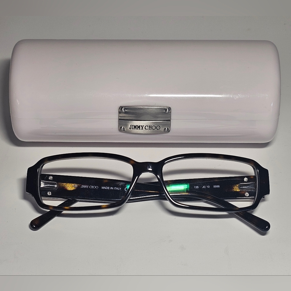 Jimmy Choo Black and Tortoise Glasses with White Case